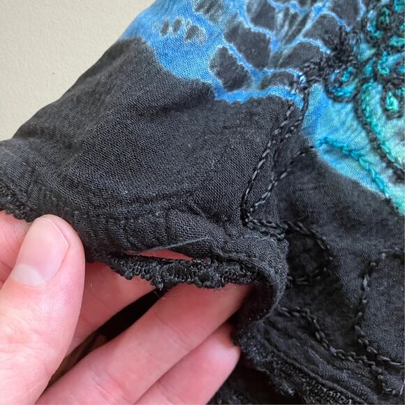 Tie dye tank top floral embroidery black rainbow bohemian fairycore hippie boho - Picture 8 of 8